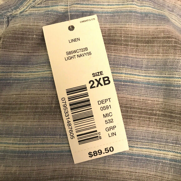 CARIBBEAN Mens Big 2XB Banded Collar Long Sleeve Linen Blend Shirt Tropical $89 - Picture 4 of 6